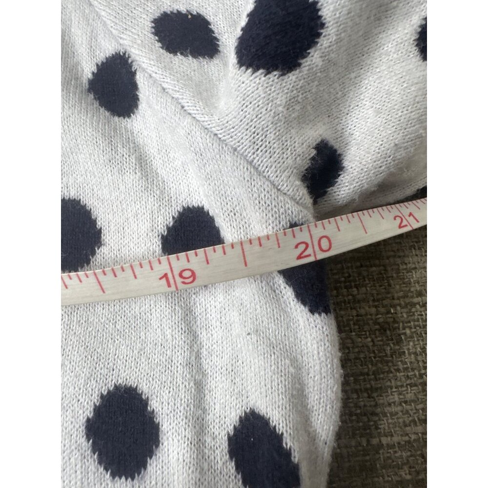 Liz Claiborne XL Womens White Black Polka Dot Pattern Cotton Sweater Top - Picture 6 of 7